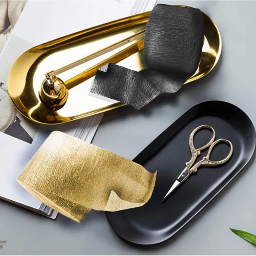Miniatura 4 de Serpentinas de papel crepé negro y dorado (2 rollos de cada color)