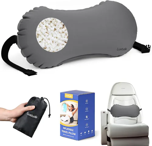 Miniatura 10 de Luxtude Almohada lumbar inflable para viajes en avión, almohada de apoyo lumbar para silla de oficina/coche, almohadas autoinflables de viaje