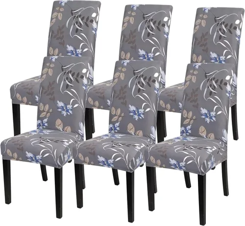 Miniatura 80 de SearchI Juego de 4 fundas para sillas de comedor, elásticas con estampado floral, fundas deslizables para sillas Parsons de spandex, removibles