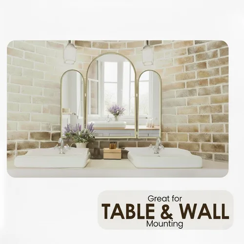 Miniatura 6 de Houseables Espejo de 3 vías, espejo triple, tocador triple, plegable de tres vías, triple pliegue, para trenzar el cabello, 3 vías, 3 lados, tres