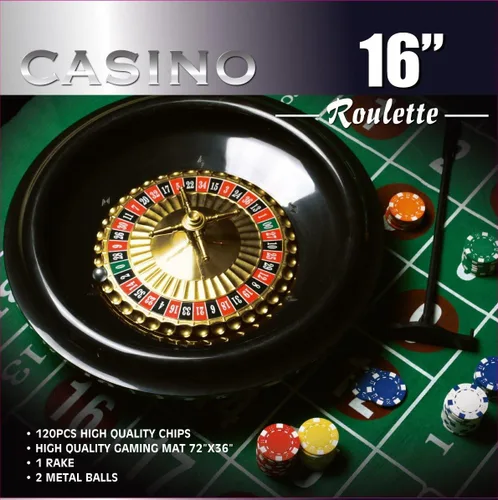 Da Vinci ruleta de 16 pulgadas con 120 fichas de 11,5 g, tamaño completo 3' x 6', fieltro y rastrillo