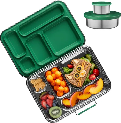 Miniatura 9 de AOHEA Caja Bento de Acero Inoxidable para Niños, Caja de Almuerzo Bento de Metal para Niños Libre de BPA Contenedores de Caja de Almuerzo Acero