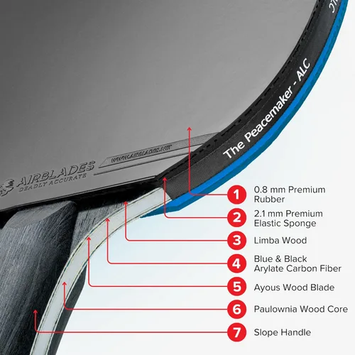 Miniatura 4 de The Peace Maker ALC - Professional Ping Pong Paddle - Carbon Fiber Table Tennis Racket Producing Maximum Spin & Control for All Levels - Hard Carry