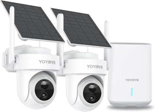 Cámaras de seguridad YOYIRYB inalámbricas para exteriores, sin suscripción, sistema de cámaras de seguridad para el hogar con alimentación solar 4K