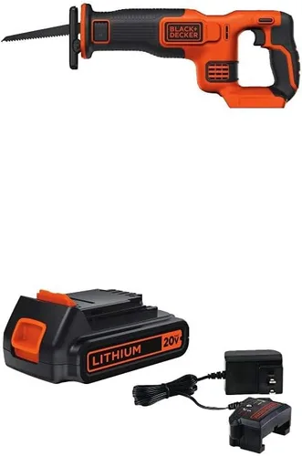 BLACK+DECKER Sierra recíproca máxima de 20 V con batería de litio y cargador (BDCR20B y LBXR20CK)