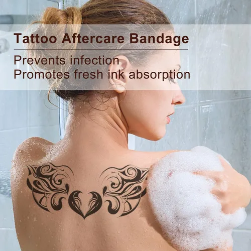 Miniatura 4 de LotFancy Vendaje de cuidado posterior para tatuajes, rollo de 6 x 8.8 yardas, apósito de película transparente impermeable transparente, envoltura