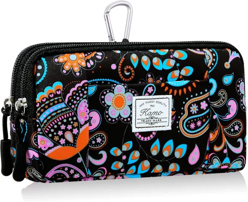 Miniatura 8 de KAMO Funda multiusos de lona horizontal para smartphone, funda para teléfono celular con asa para cinturón, bolsas de cinturón para mujeres, funda
