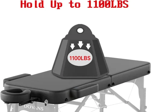 Miniatura 4 de Mesa de masaje profesional portátil de 2 pliegues de espuma elástica de alta calidad, patas de madera con capacidad para hasta 1100 libras, 10