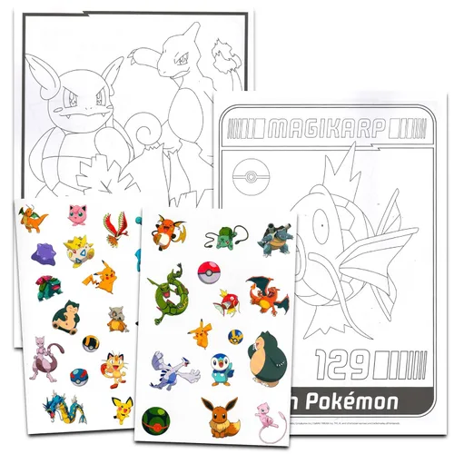 Miniatura 2 de Paquete de tatuajes temporales de Pokémon, paquete con 35 tatuajes de Pokémon y libro para colorear de Pokémon más tarjetas de Pokémon Suministros