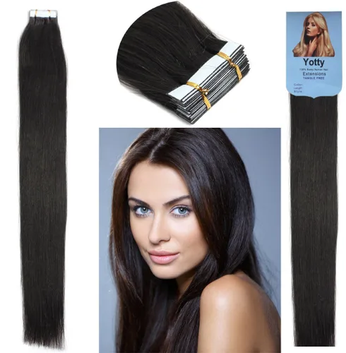Miniatura 53 de Extensiones de cabello humano Remy con cinta adhesiva sin costuras (16 pulgadas, 10 unidades, rubio ceniza)