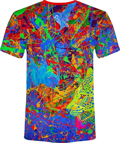 Miniatura 2 de aofmoka - Camiseta ultravioleta hecha a mano, reactiva a luz negra, con impresión decorativa