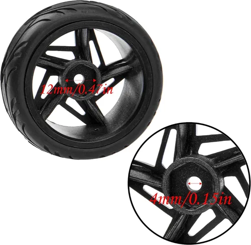 Miniatura 5 de Llantas hexagonales de 5 radios de 0.472 in y neumáticos de goma compatibles con HSP Tamiya HPI Kyosho 1/10 On-Road Touring Car, WLtoys 1/14 144001