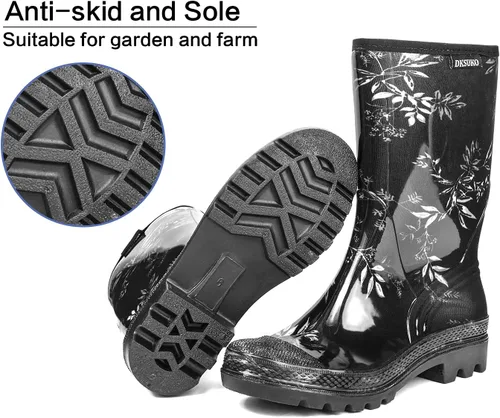 Miniatura 81 de DKSUKO Waterproof Womens Rain Boots insulated,Lightweight Rubber fashion Boots in Gardening,Warm and Comfortable Wide Calf Rain Boots with Glossy in