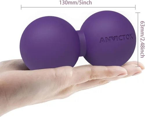 Miniatura 7 de Bola de masaje de maní, doble bola de lacrosse para cuello y espalda, bola masajeadora de liberación miofascial de densidad media para masaje