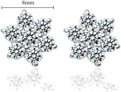 Miniatura 3 de Broche de plata de ley 925 con forma de copo de nieve para niña o mujer, deja que tus orejas deslumbrantes
