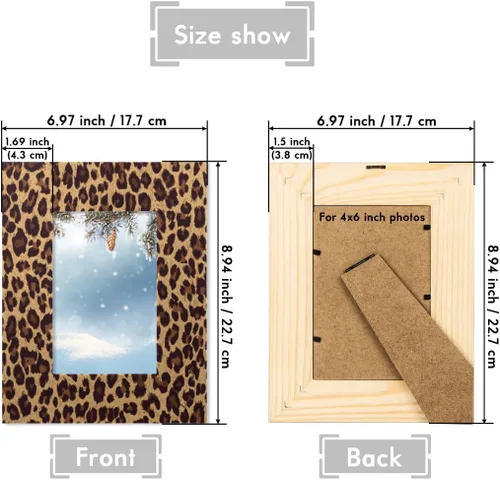 Miniatura 3 de TropicalLife Marcos de fotos de 4 x 6 pulgadas con acrílico transparente, marcos de fotos de madera con estampado de leopardo, para fotos de 3.5 x