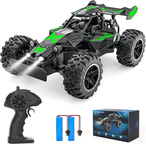ACAMMZAR Coche de Control Remoto, Coches RC de Alta Velocidad 1:18 para Niños, Camión RC Monstruo Todo Terreno de 20KM/H con Luces Juguetes para