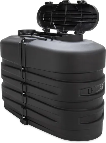 Cubierta de tanque de propano doble Camco para autocaravana/RV - Cuenta con panel superior con bisagras y diseño moldeado personalizado - Se adapta
