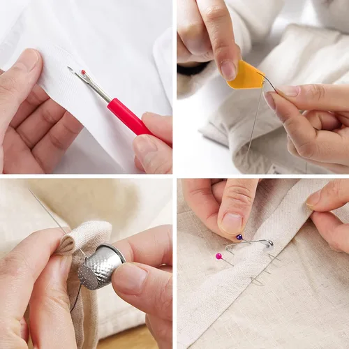 Miniatura 5 de Kit de costura grande, 226 piezas de suministros de costura premium con 43 carretes de hilo XL, funda de cuero, tijeras, hilo, agujas y accesorios