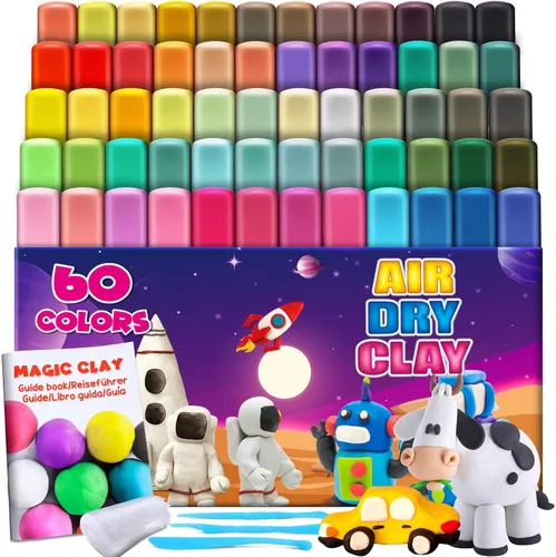 Miniatura 12 de Magic Clay - Arcilla seca al aire 124 colores, arcilla para modelar para niños con herramientas, suave y ultraligera, juguetes regalos para niños