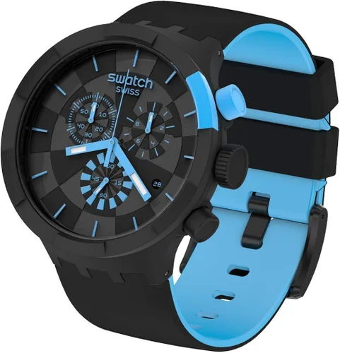 Miniatura 6 de Swatch Correa de silicona de cuarzo negro reloj casual 20 Modelo SB02B401 Negro