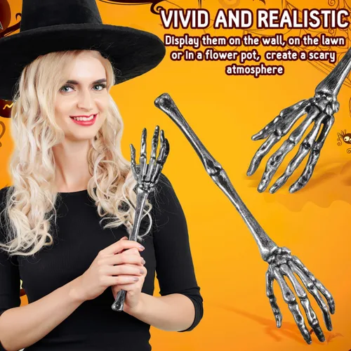 Miniatura 7 de DECHOUS 2 cucharas de ensalada de mano de esqueleto, cuchara de ensalada de plástico con garra de calavera de Halloween para servir vajilla