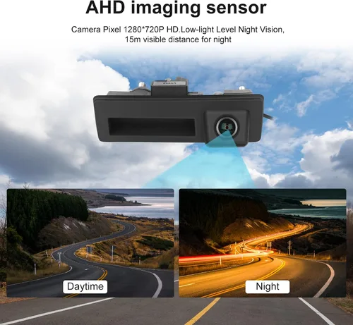 Miniatura 3 de 170 ° Cámara de respaldo con mango de coche HD impermeable cámara de visión trasera visión nocturna asistencia de estacionamiento inversa para Audi