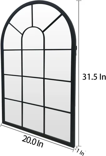 Miniatura 6 de HQiJun Espejo de ventana arqueado negro, espejos de pared decorativos de granja para sala de estar, dormitorio, entrada, tocador de baño, repisa