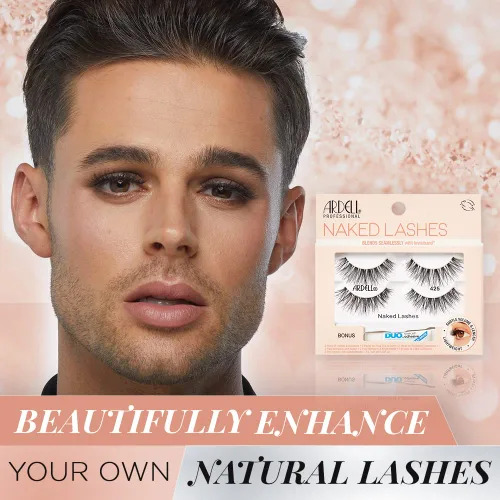 Miniatura 3 de Ardell Naked Lashes 425, 2 pares, con pegamento DUO Pipette de 0.04 oz (1 g) de color blanco transparente, volumen y longitud sutiles, 1 juego