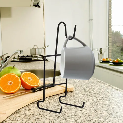 Miniatura 4 de SHOWERORO Soporte para taza de té, soporte para taza, organizador de platillos para encimera de cocina y gabinete Negro