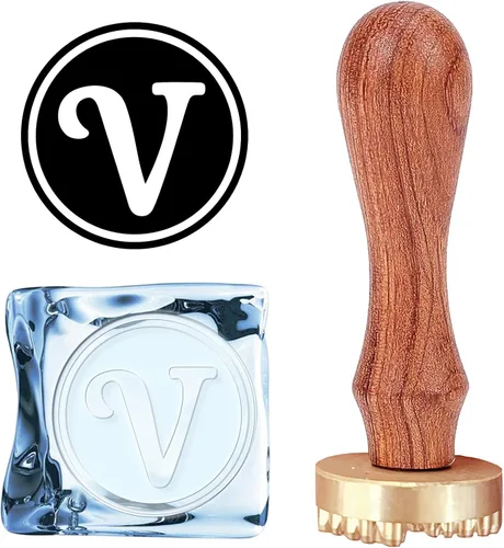 Miniatura 13 de CRASPIRE Sello de hielo con letra inicial de 1.2 pulgadas con cabeza de latón extraíble, mango de madera de repuesto para cóctel, fiesta, whisky