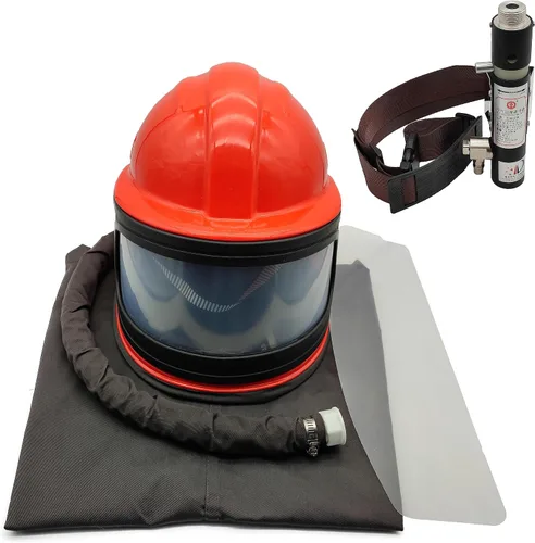 Casco Sandblaster Seguro con Alimentación de Aire, Casco de Arenado, Protector de Hombro, Capucha de Arenado, Termostato Sandblaster, 5 Piezas de