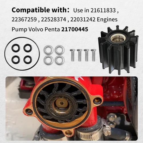 Miniatura 3 de El kit de reparación del impulsor roscado de la bomba de agua de mar reemplaza a Volvo Penta 21700445, se adapta a modelos de motor de gasolina V6