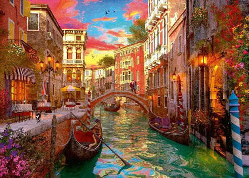Ravensburger - Romance de Venecia - Rompecabezas de 1000 piezas - Colores vívidos y deslumbrantes - Paisaje pintoresco de Venecia - Rompecabezas