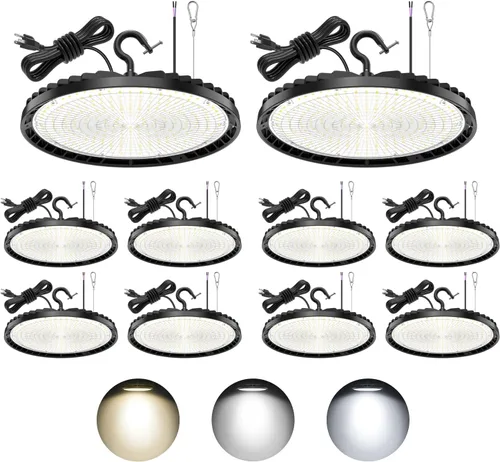 Miniatura 9 de KUKUPPO Luz LED de alta bahía de 150 W, 120 W, 90 W, ajustable, 4500 K, 5000 K, 5700 K, luz LED de alta bahía con enchufe para almacén de fábrica