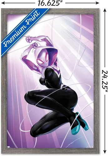 Miniatura 3 de Marvel Comics Ghost Spider - Póster de pared #1, 22.4 pulgadas de largo x 14.7 pulgadas de ancho, versión enmarcada de madera de granero