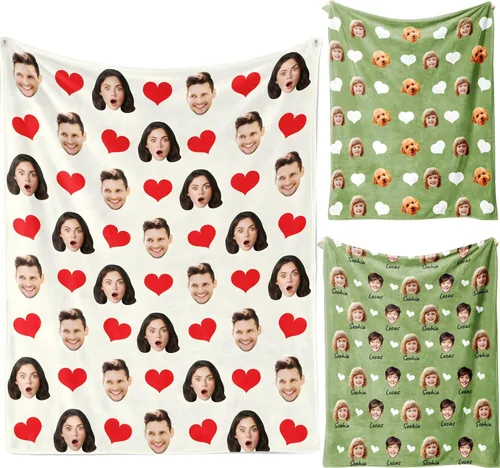 Miniatura 20 de D-Story Manta personalizada con foto, entrega al día siguiente, hecha en EUA, Manta de collage personalizada, haz una manta personalizada