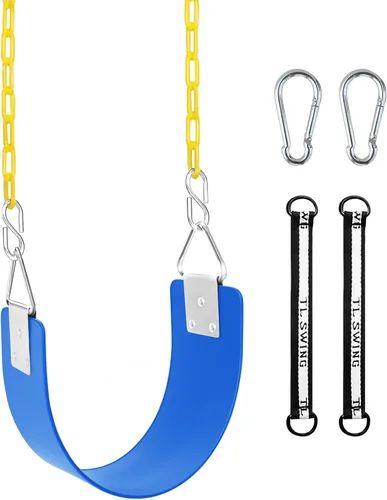 Miniatura 10 de Juego de columpio con anillo triangular de metal y cadenas antioxidantes de 66 pulgadas, accesorios de reemplazo de columpio con ganchos de presión