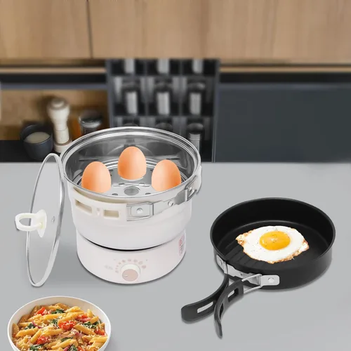 Miniatura 5 de Olla eléctrica portátil con asas plegables, sartén antiadherente, mini olla caliente, 1.6L/0.42 galones, 500 W, 110 V, olla multifuncional