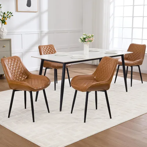 Miniatura 24 de Silla de Comedor, Sillas de Comedor Modernas con Cojines Gruesos, Sillas de Comedor de Cocina y Salón Tapizadas en Cuero Sintético con Patas Negro
