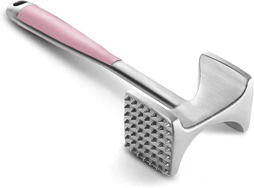 Miniatura 10 de KITEXPERT Martillo ablandador de carne con mango de agarre cómodo, mazo de doble cara para cocina, resistente para ablandar bistec, carne de res