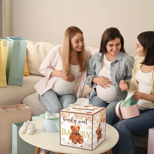 Miniatura 5 de Fumete 51 piezas Caja de tarjetas de rifa de pañales con osos con tarjetas de rifa de pañales insertadas, No podemos esperar, para baby shower