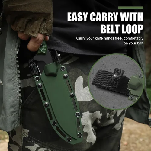 Miniatura 4 de DRACHENADER Cuchillo de hoja fija con funda, cuchillo táctico para hombres, cuchillo de supervivencia con mango ABS, diseño de espiga completa