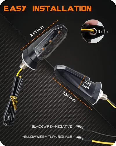 Miniatura 7 de 4 piezas de señales de giro universales para motocicleta, luces LED de señal de giro delanteras y traseras, intermitentes secuenciales ámbar