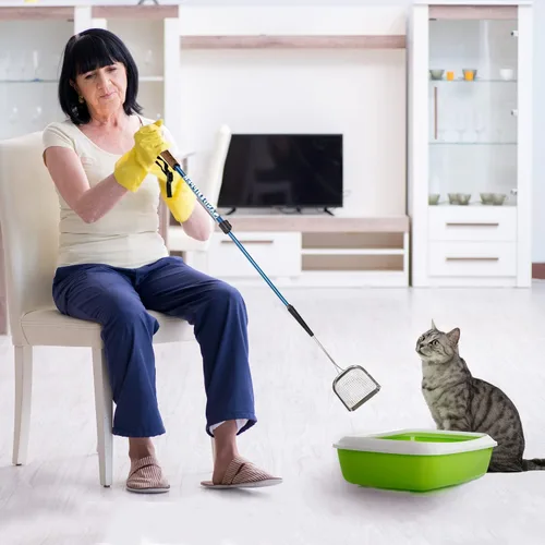 Miniatura 5 de Cuchara de arena para gatos Sand Dipper de metal – Cuchara de caca de gato con mango largo para caja de arena (41”), Cuchara de arena para gatos