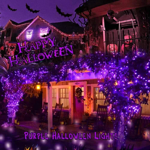 Miniatura 4 de Brizled luces de Halloween moradas, 10 mt, 100 luces LED de Halloween al aire libre, 120 V, certificación UL, linea de luces decorativas