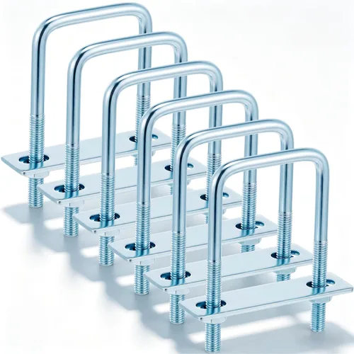 Miniatura 18 de Dunzy 6 pernos cuadrados en U chapados en zinc, perno en U de acero al carbono resistente, suministros industriales y científicos para tubo