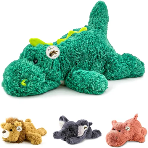 YOUBLEK 16 pulgadas | 2 libras - Animales de peluche con peso de dinosaurio verde, cómodo y sensorial, juguete Kawaii para abrazar, regalo para