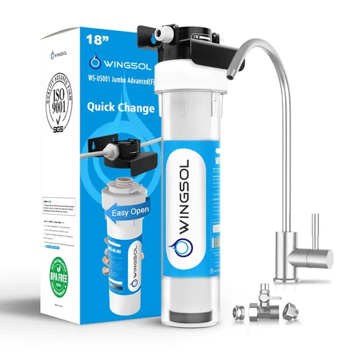 Miniatura 8 de WINGSOL Filtro de agua para grifo de fregadero, reduce el cloro/PFAS/PFOA/PFOS/Olor/Sedimento, NSF/ANSI 42 y 53 Mejora el sabor, Indicación EZ