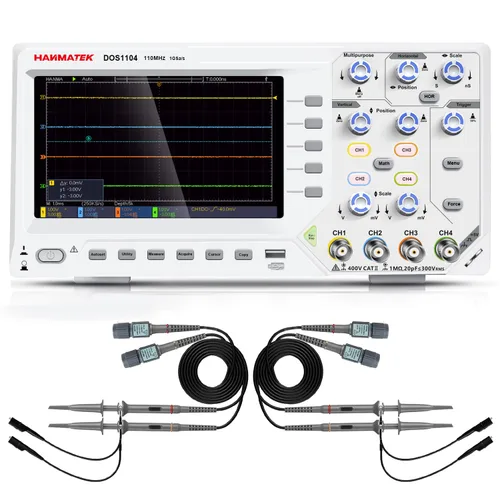 Miniatura 11 de HANMATEK DOS1102 - Osciloscopio digital con 110 MHz de ancho de banda, 2 canales y pantalla de 7 pulgadas / 18 cm, pantalla TFT-LCD, kit
